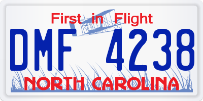 NC license plate DMF4238