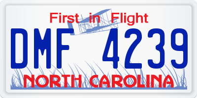 NC license plate DMF4239