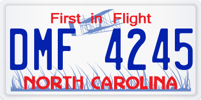 NC license plate DMF4245