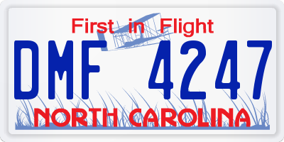 NC license plate DMF4247