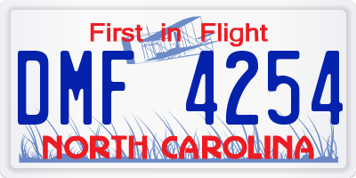 NC license plate DMF4254