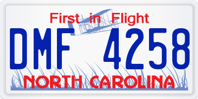 NC license plate DMF4258