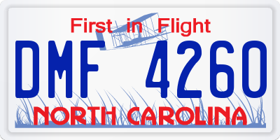 NC license plate DMF4260