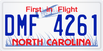NC license plate DMF4261