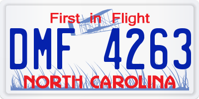 NC license plate DMF4263