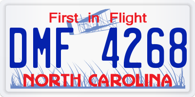 NC license plate DMF4268
