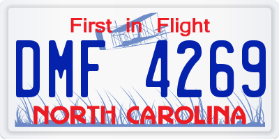 NC license plate DMF4269