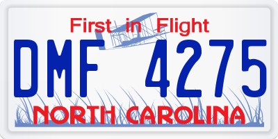 NC license plate DMF4275