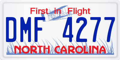 NC license plate DMF4277