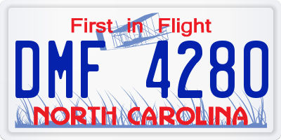 NC license plate DMF4280