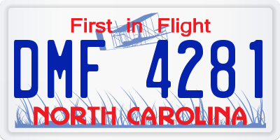 NC license plate DMF4281