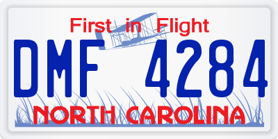 NC license plate DMF4284
