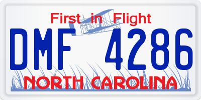 NC license plate DMF4286