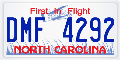 NC license plate DMF4292