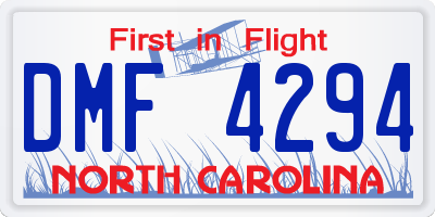 NC license plate DMF4294