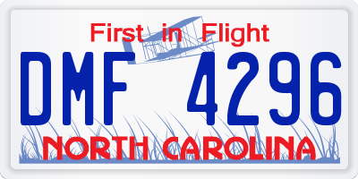 NC license plate DMF4296