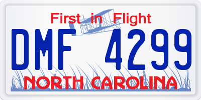 NC license plate DMF4299