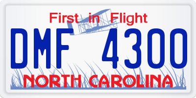NC license plate DMF4300