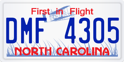 NC license plate DMF4305