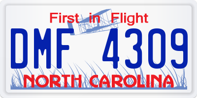 NC license plate DMF4309