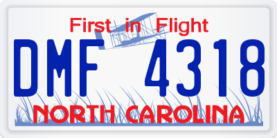 NC license plate DMF4318
