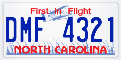 NC license plate DMF4321