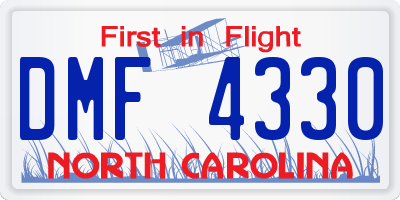 NC license plate DMF4330