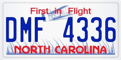 NC license plate DMF4336