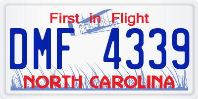 NC license plate DMF4339