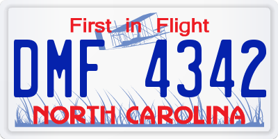 NC license plate DMF4342