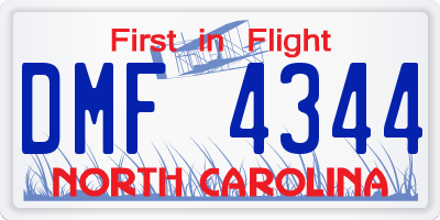 NC license plate DMF4344