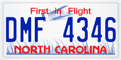 NC license plate DMF4346