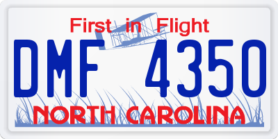 NC license plate DMF4350