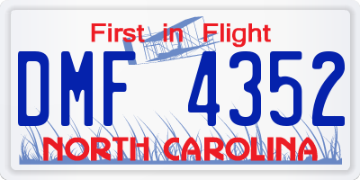 NC license plate DMF4352