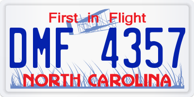 NC license plate DMF4357