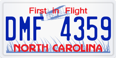 NC license plate DMF4359