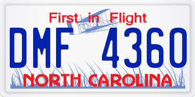 NC license plate DMF4360