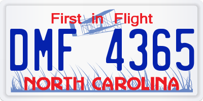 NC license plate DMF4365