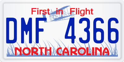NC license plate DMF4366