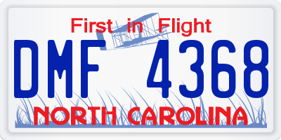 NC license plate DMF4368