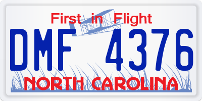 NC license plate DMF4376