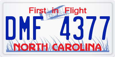 NC license plate DMF4377