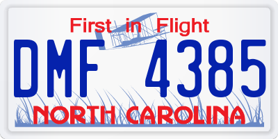 NC license plate DMF4385