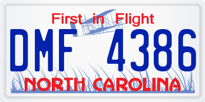 NC license plate DMF4386