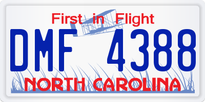 NC license plate DMF4388