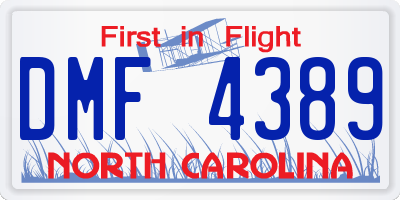 NC license plate DMF4389