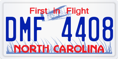 NC license plate DMF4408