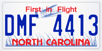 NC license plate DMF4413