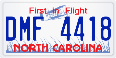 NC license plate DMF4418