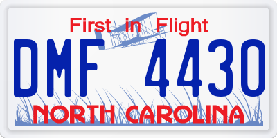 NC license plate DMF4430
